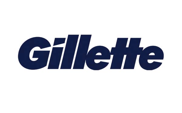 Gillette Logo, dark blue bold italic lettering 