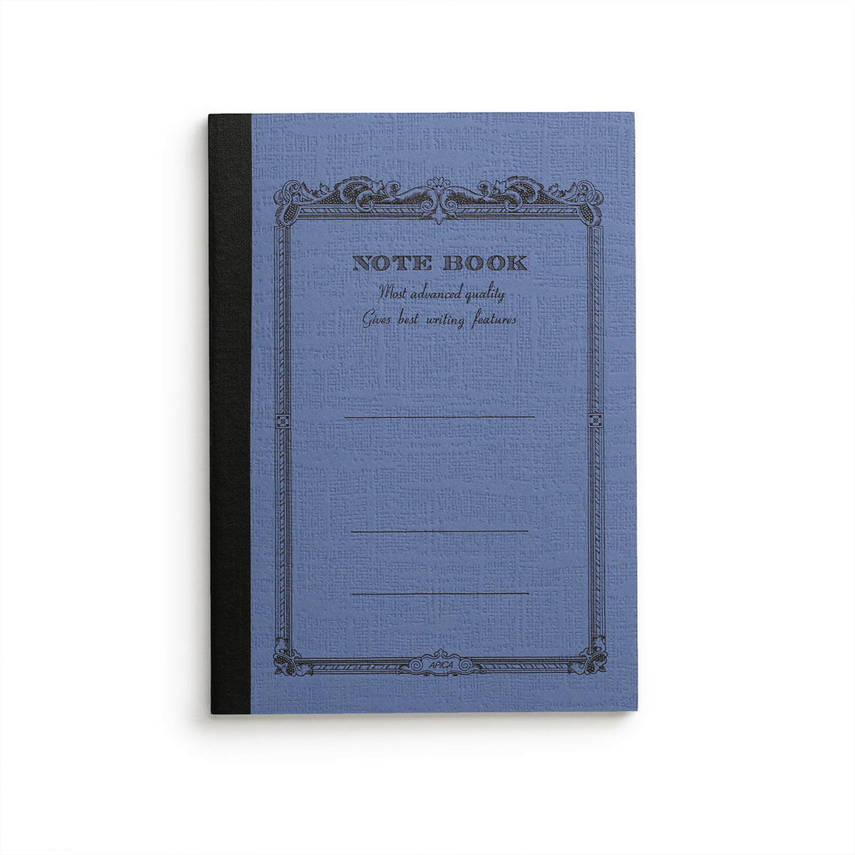 A6 lined notebook from Apica with mid blue cover and lined pages