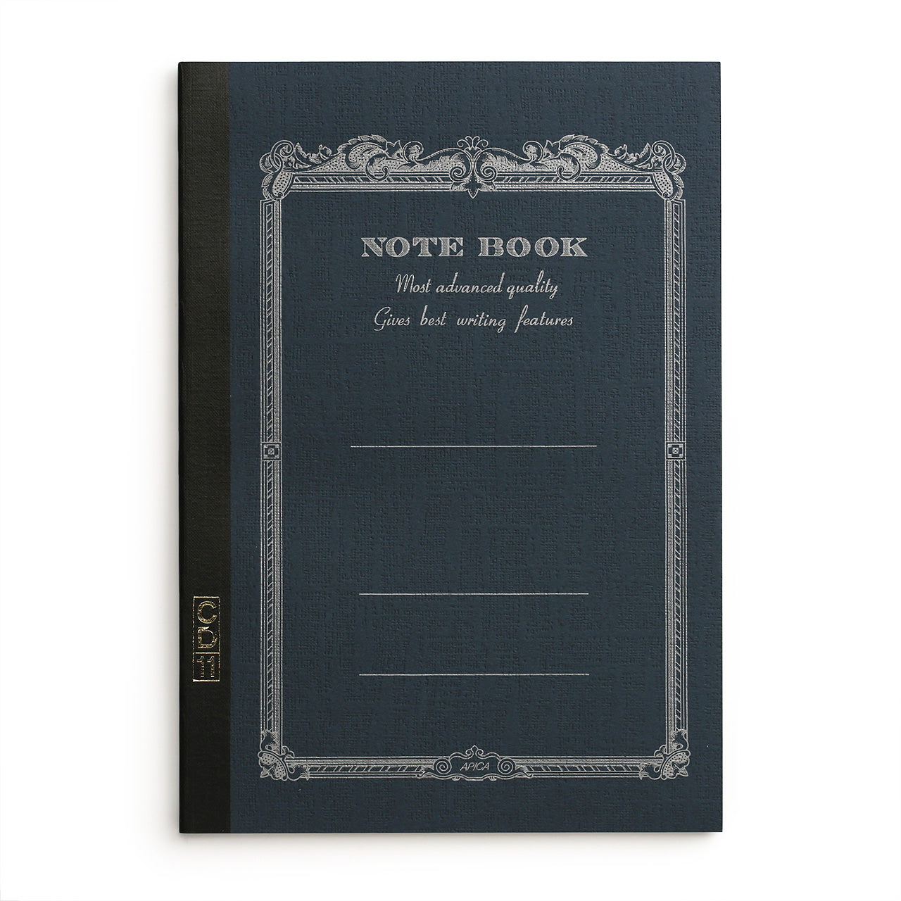 Apica smooth papered, lined notebook with  navy cover and black spine