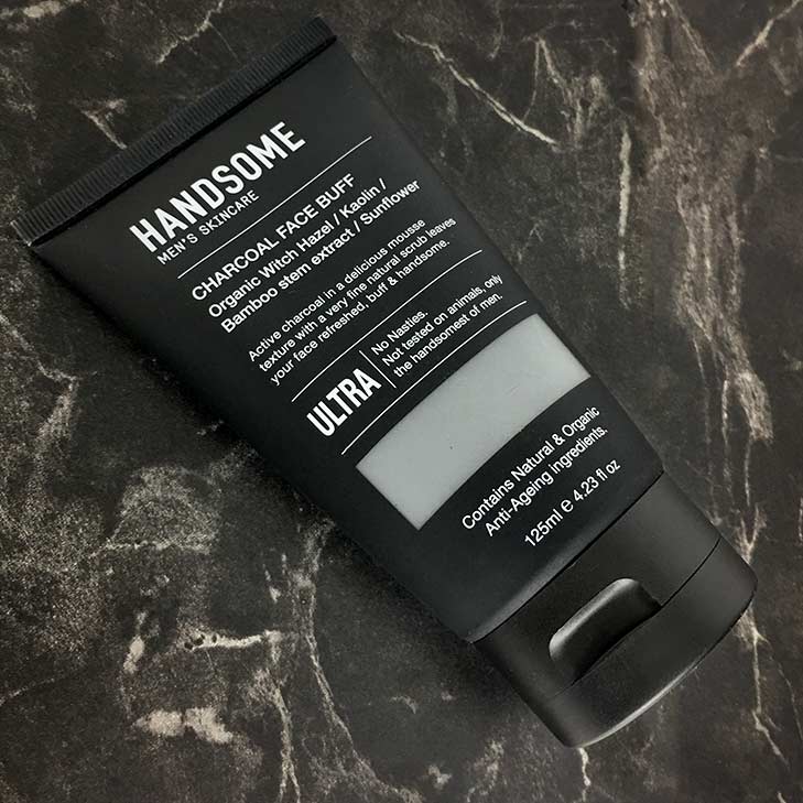 Handsome Charcoal Face Buff is an exfoliating cleanser