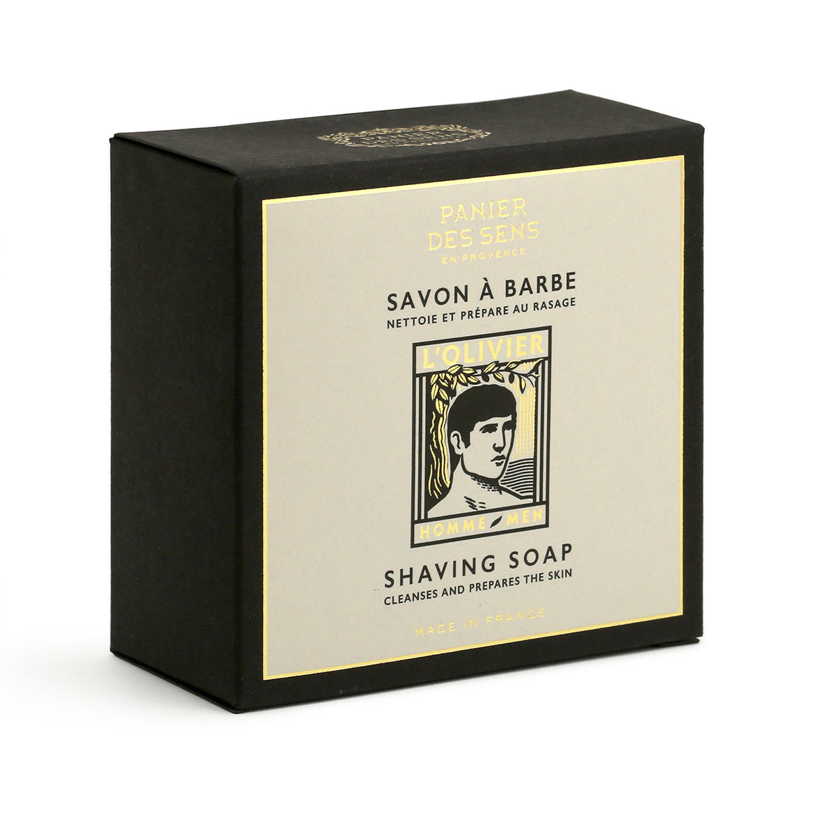 black cream and gold box for the shaving Soap from Panier des Sens