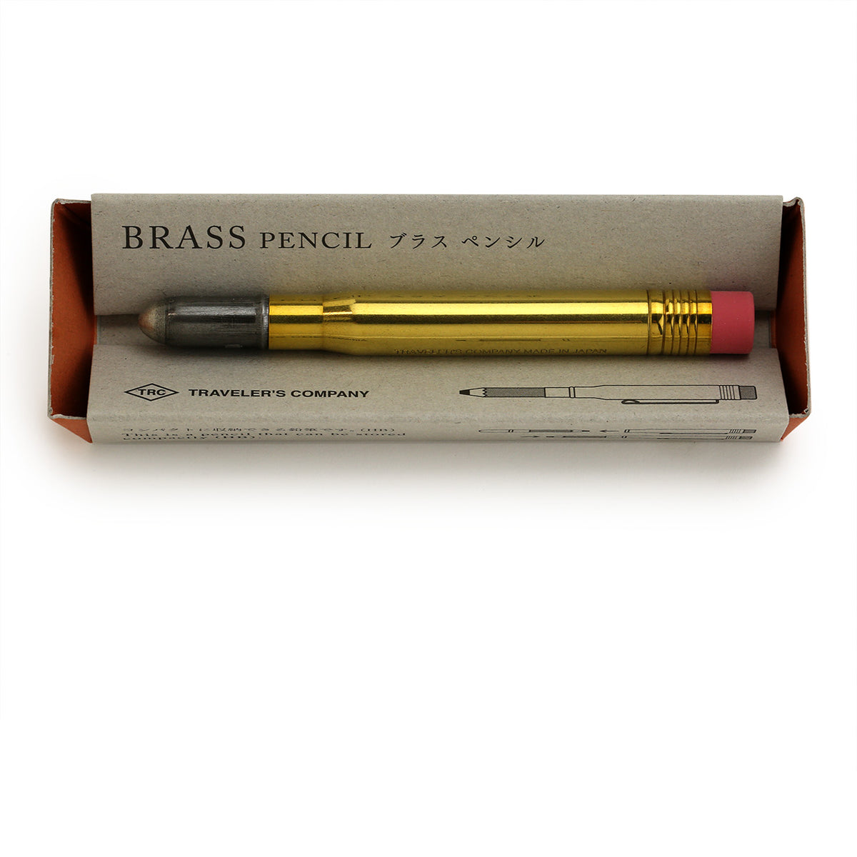 Brass pencil in its kraft package