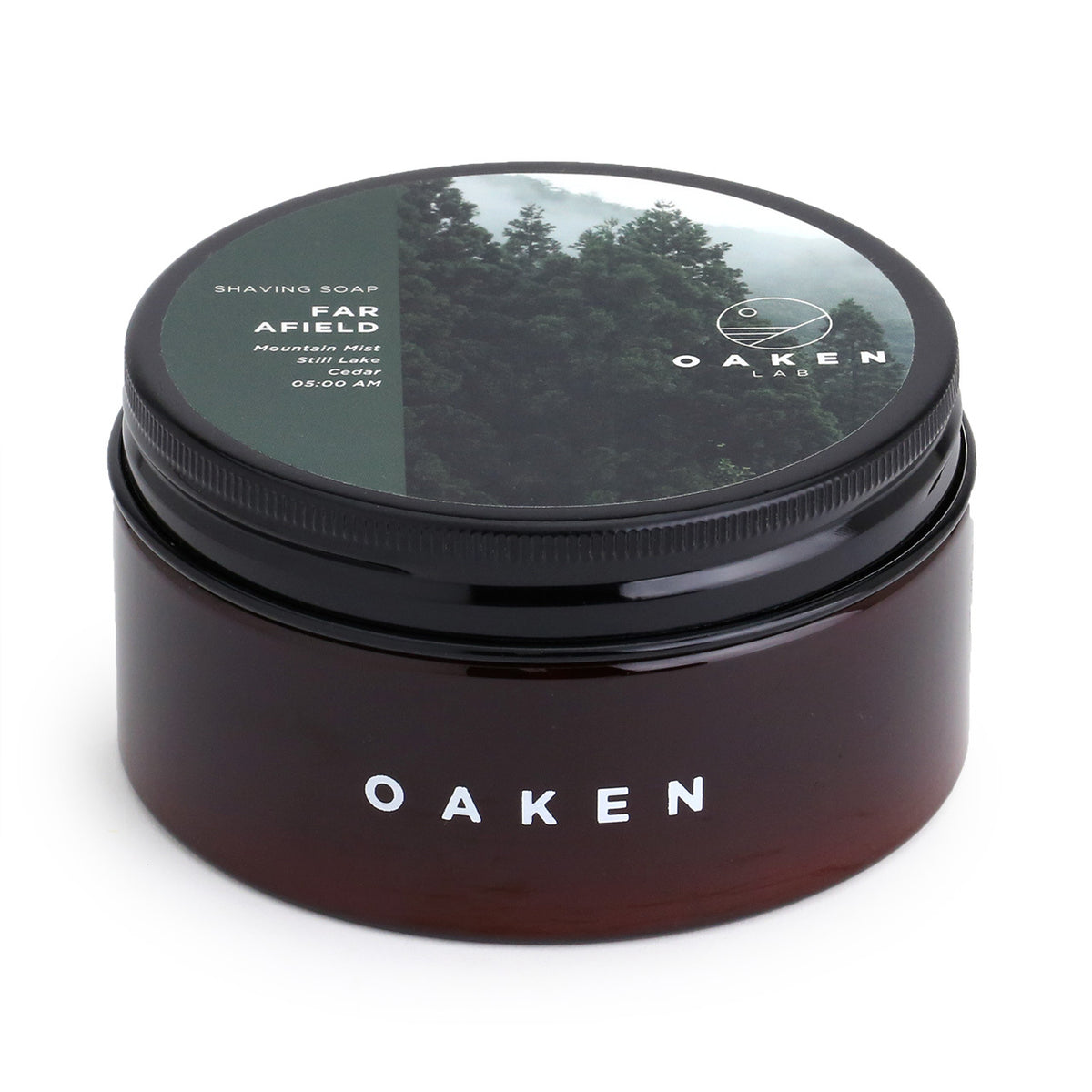 Oaken Lab artisan shaving soap, top and side view - Far Afield