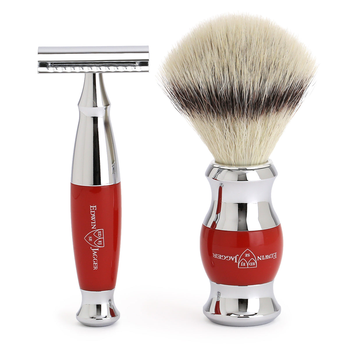 Red Safety Razor &amp; Shaving Brush