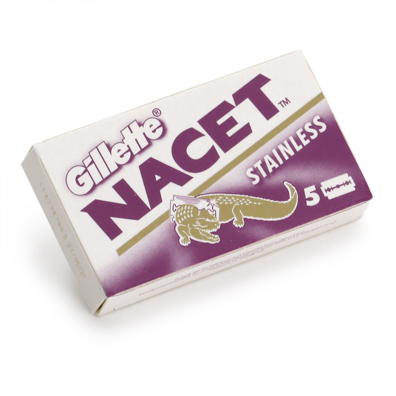 DE blades from Gillet Nacet - Stainless. Fold-out pack of 20 tucks totalling 100 blades
