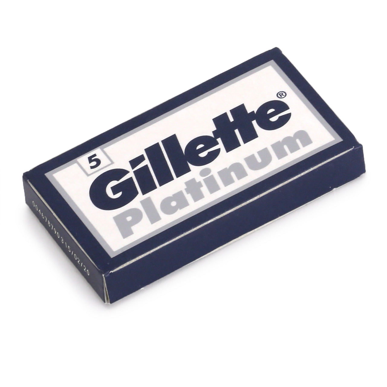 an unfolded pack of Gillette Platinum Double edge blades. 20 tucks of 5 blades inside a fold-up cardboard packet