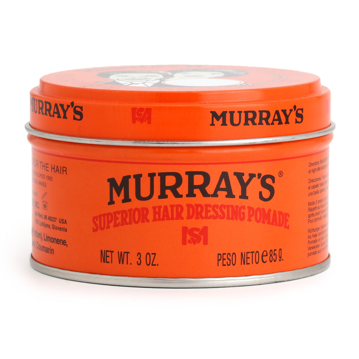 Murrays Superior Hair Dressing Pomade, 85g. Side view