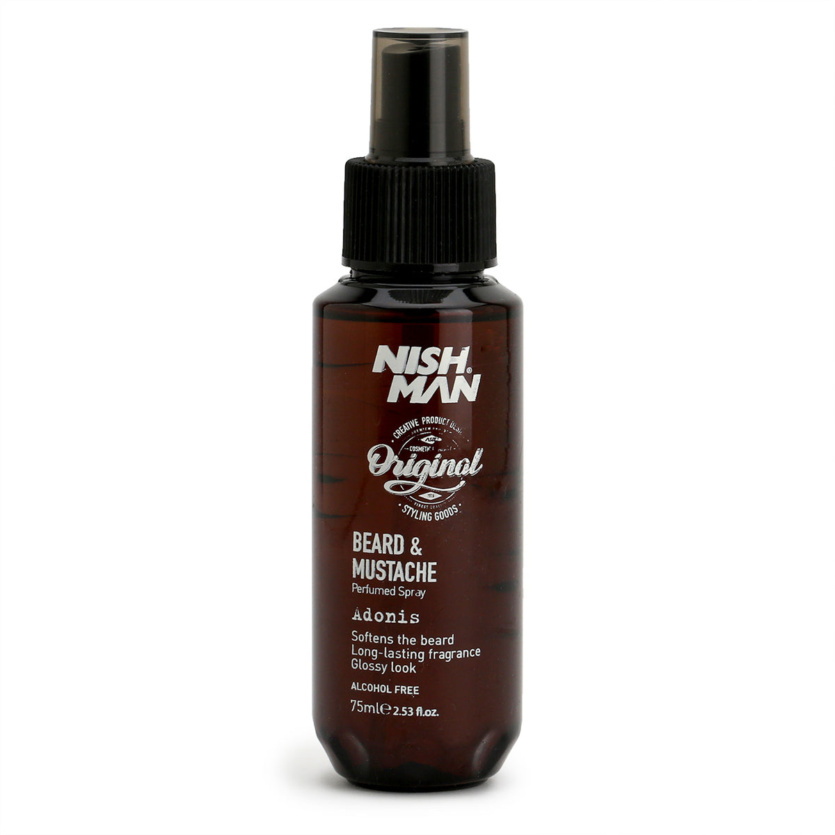 Nishman Perfumed Beard Spray Adonis scent in an amber spray bottle