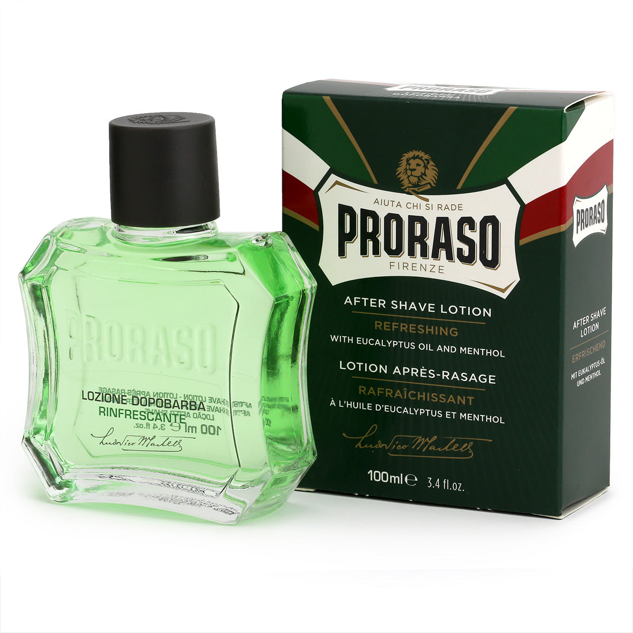 Proraso After Shave Lotion with Eucalyptus & Menthol - Refreshing - with retro bottle shape and box