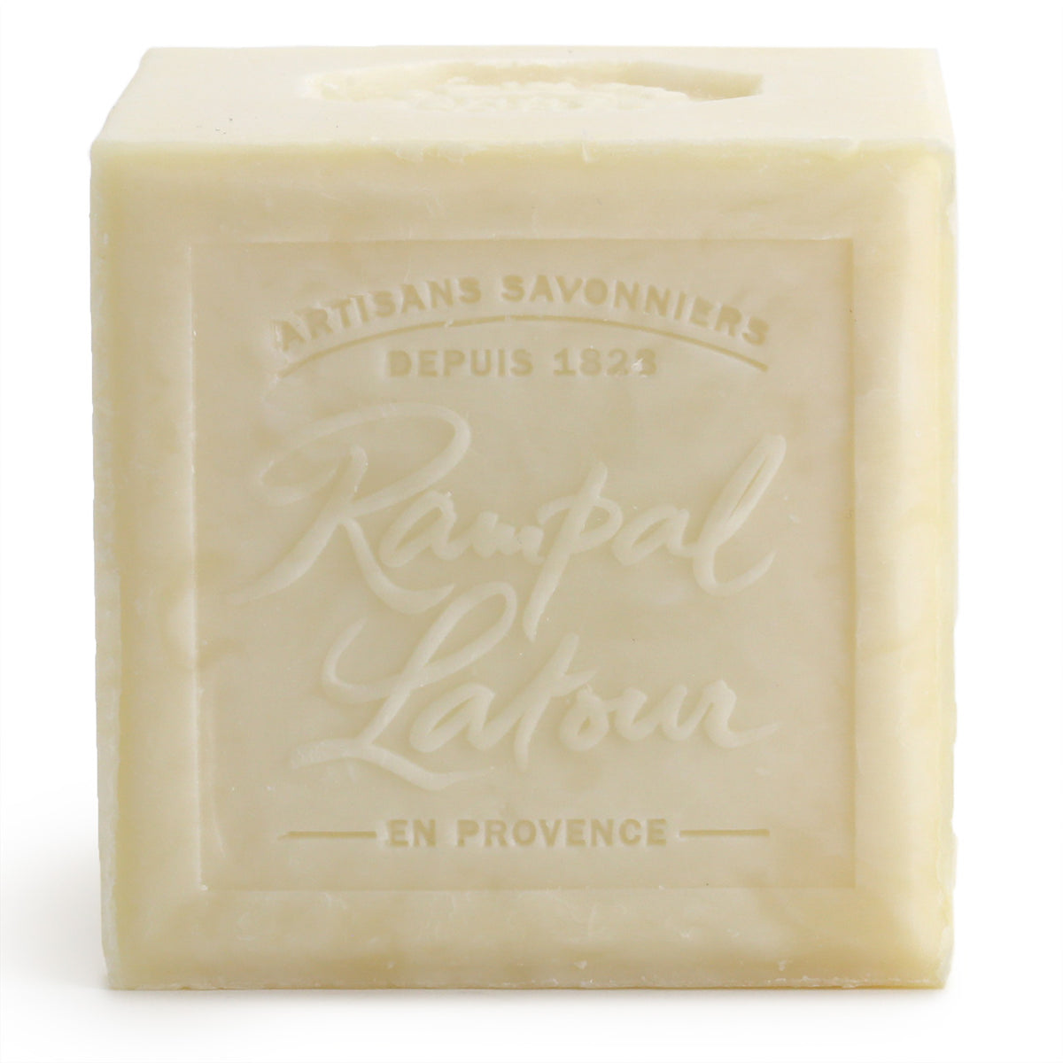 Rampal Latour 600g block of artisan Soap, front view. It&#39;s big. You won&#39;t want to drop it on your foot!