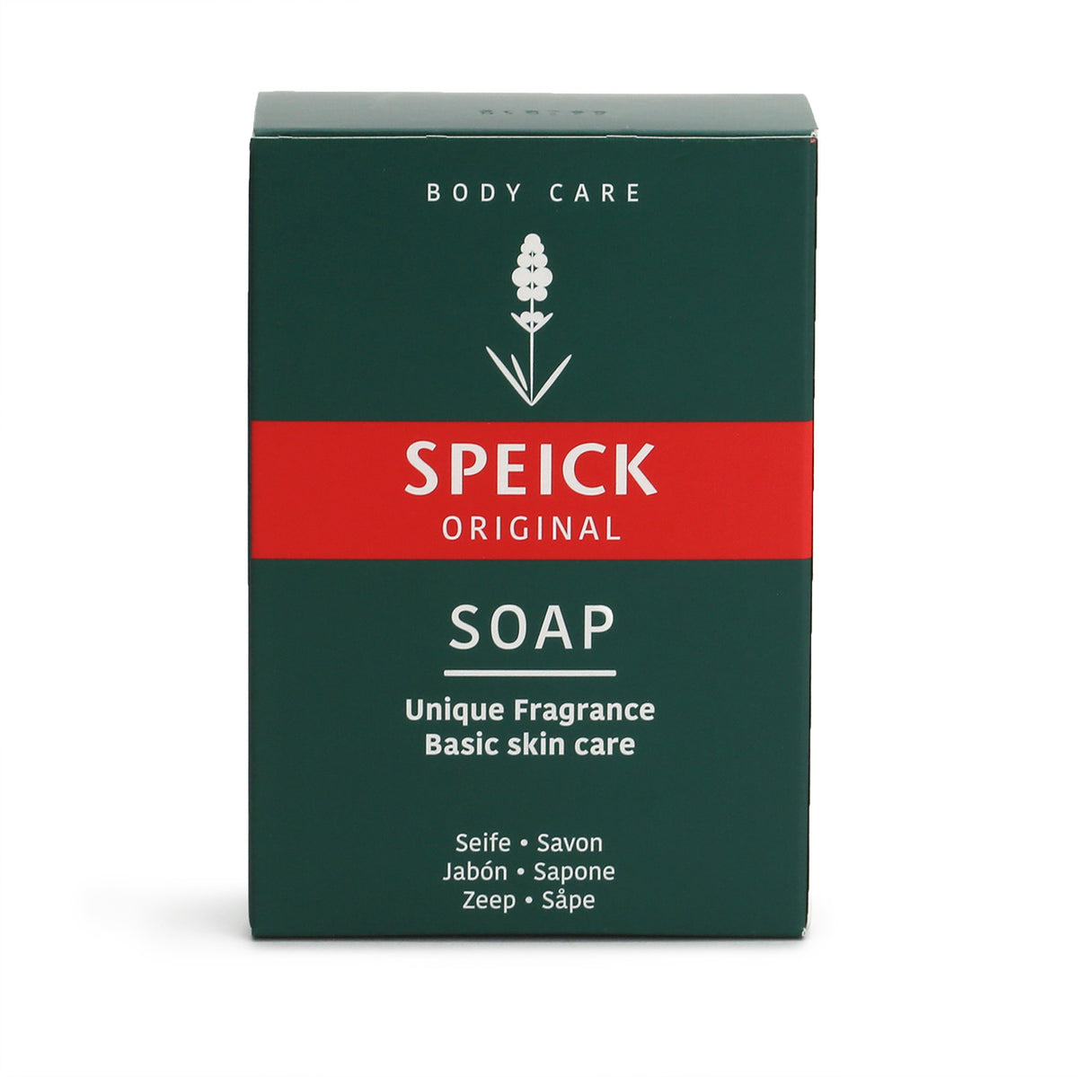 Speick Original body soap green box with red logo panel