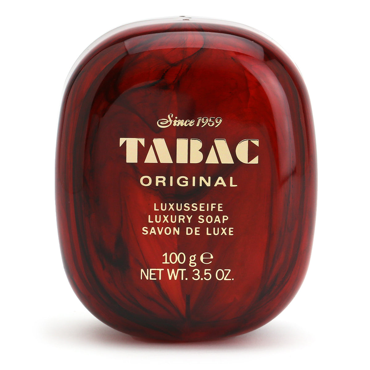 Tabac Original Luxury Soap 100g in a tortoiseshell container makes it easy to take on a holiday