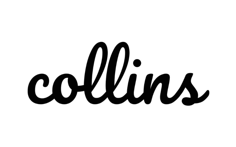 Collins black logo on white background