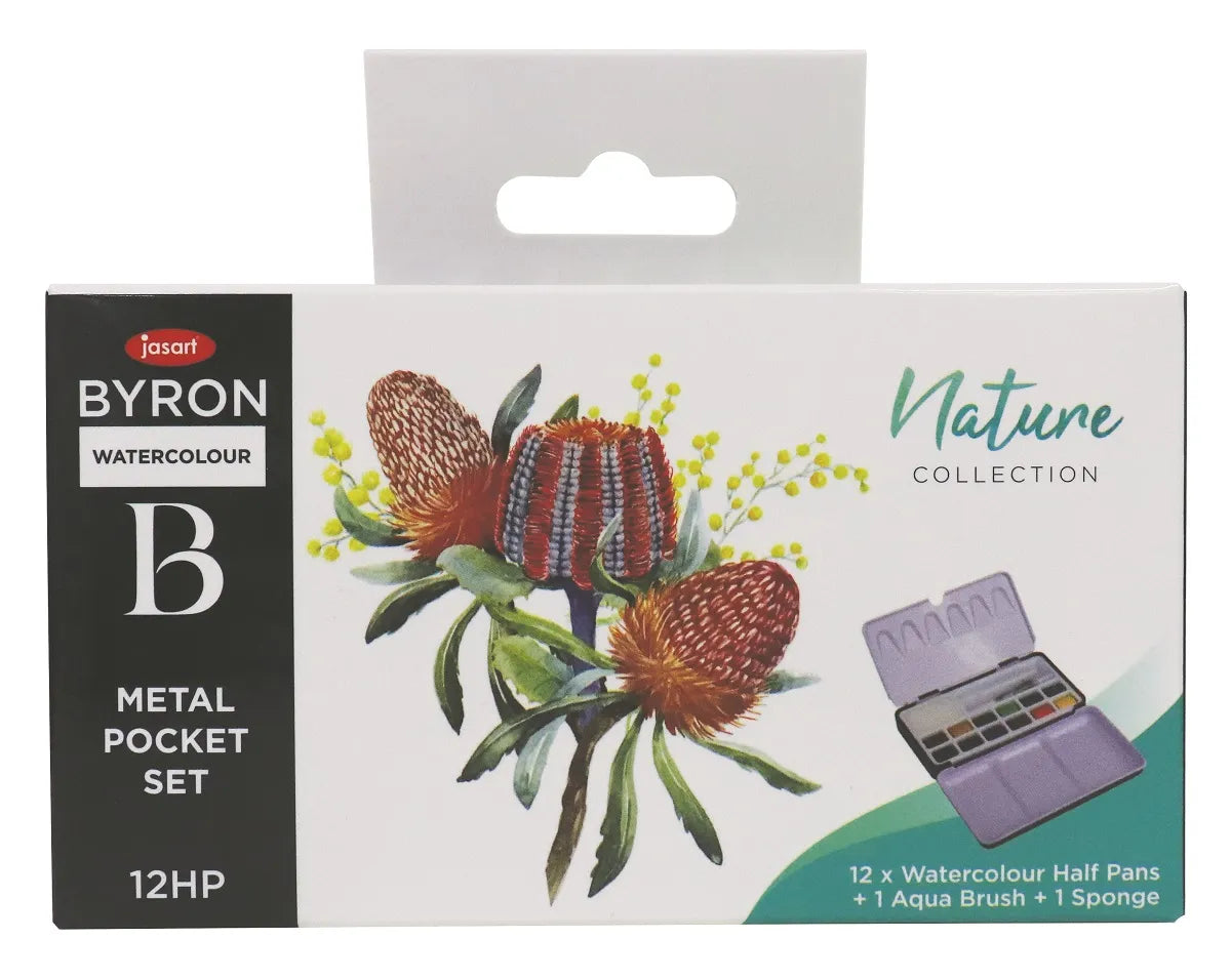 Jasart Byron Watercolour Metal Pocket Set packaging with floral design on a white background