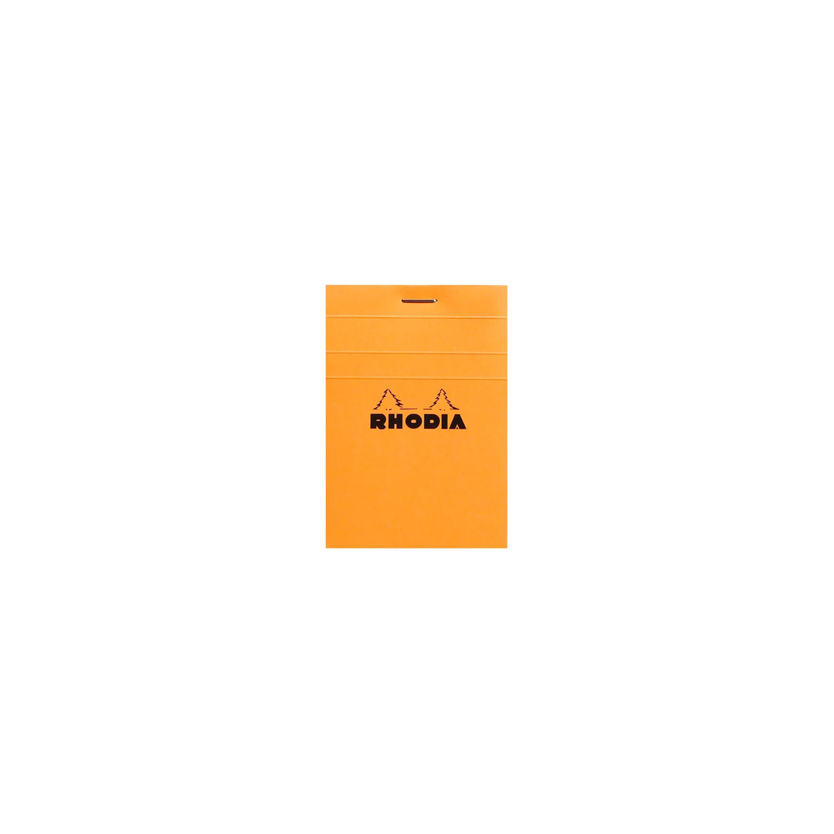 Orange Rhodia notebook on a white background