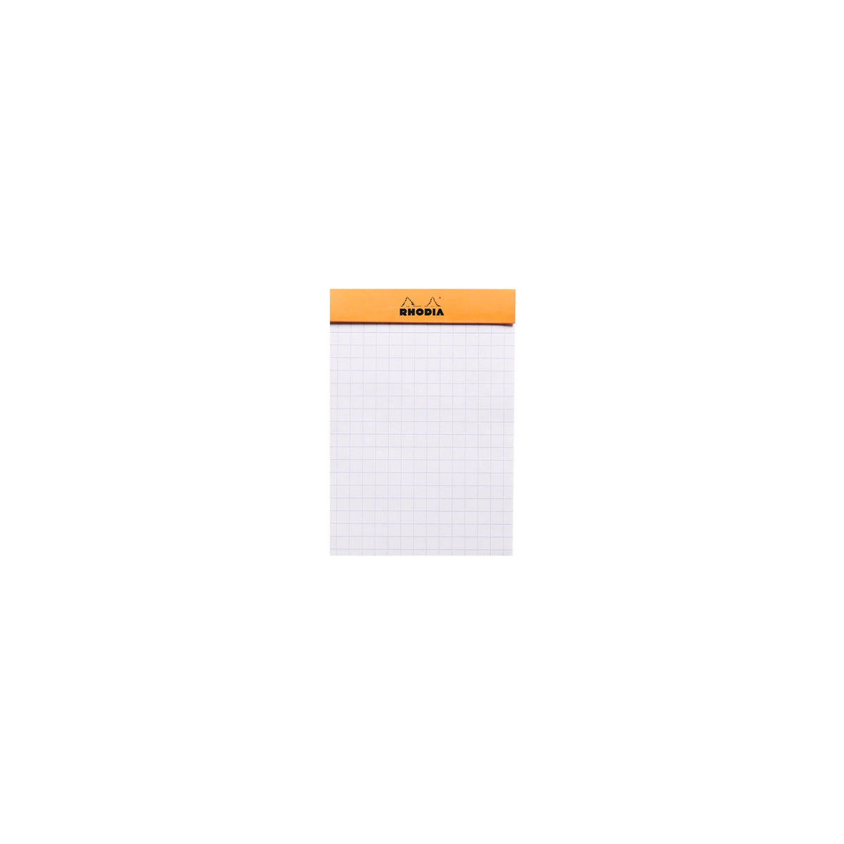 Notepad with grid pattern and orange top edge on a white background