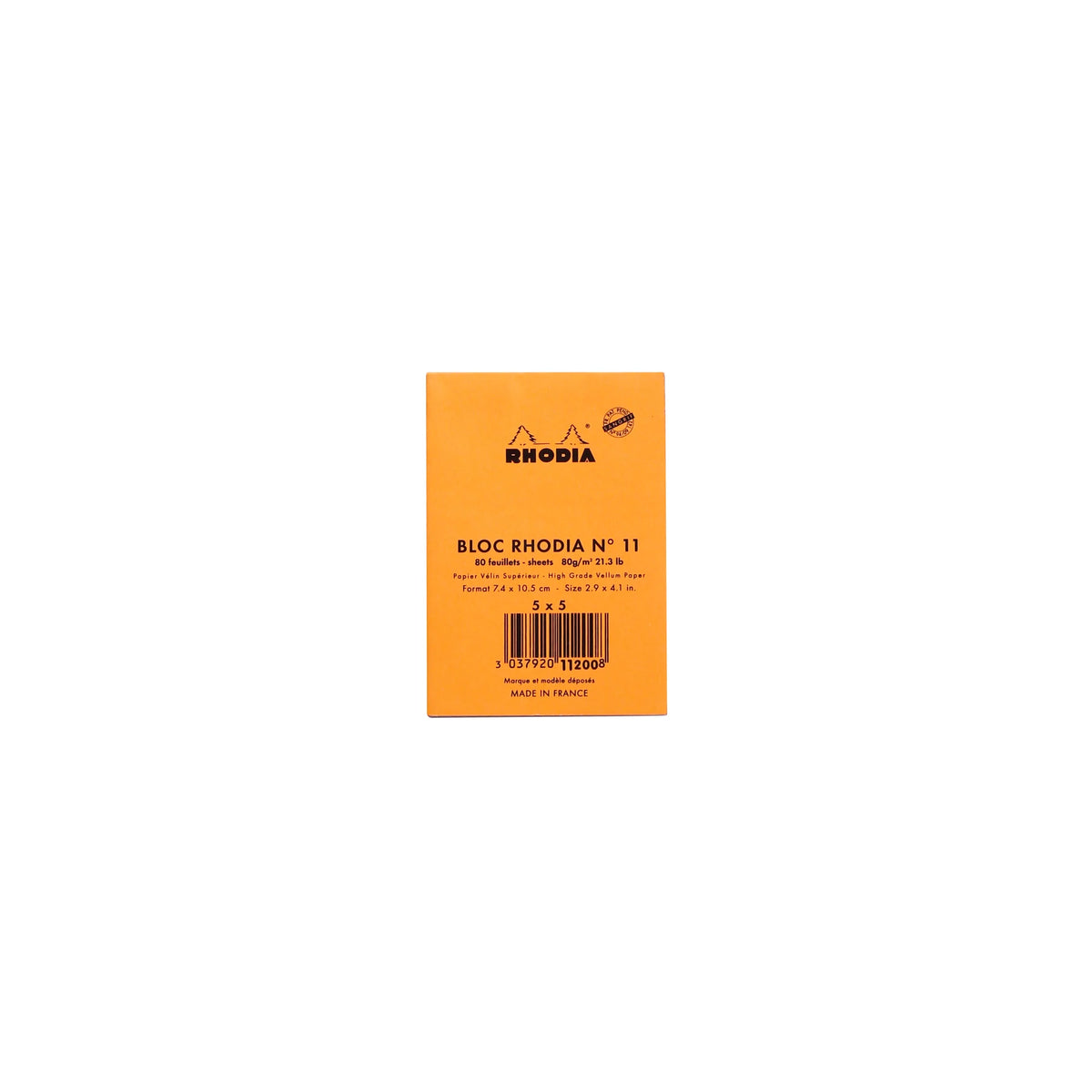 Orange Rhodia notebook cover on a white background
