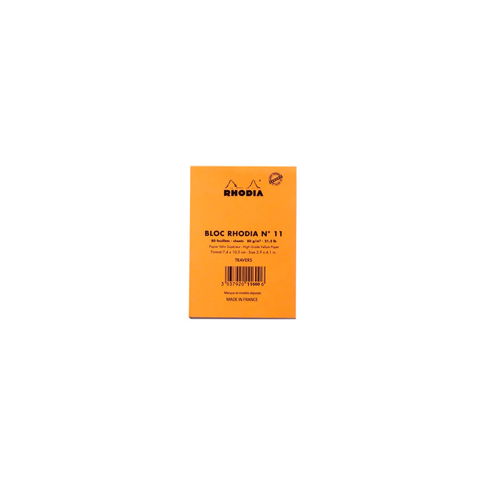 Rhodia No.11 Top Stapled Notepad A7 Orange