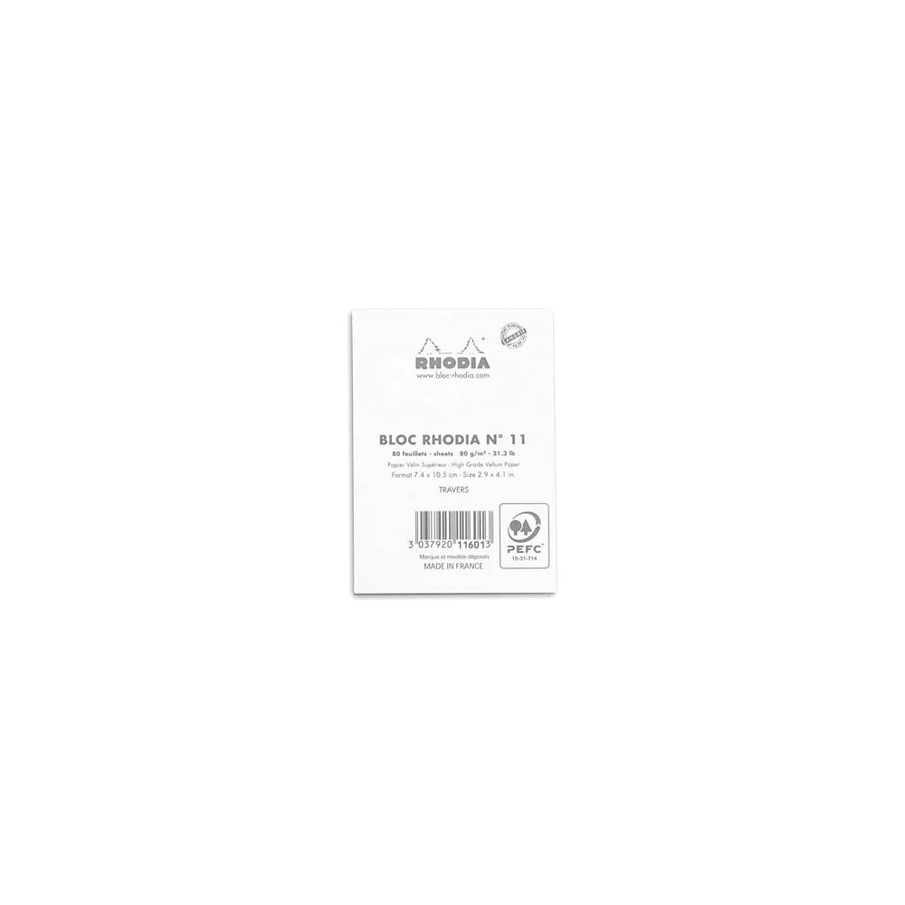 Rhodia No.11 Top Stapled Notepad A7 White