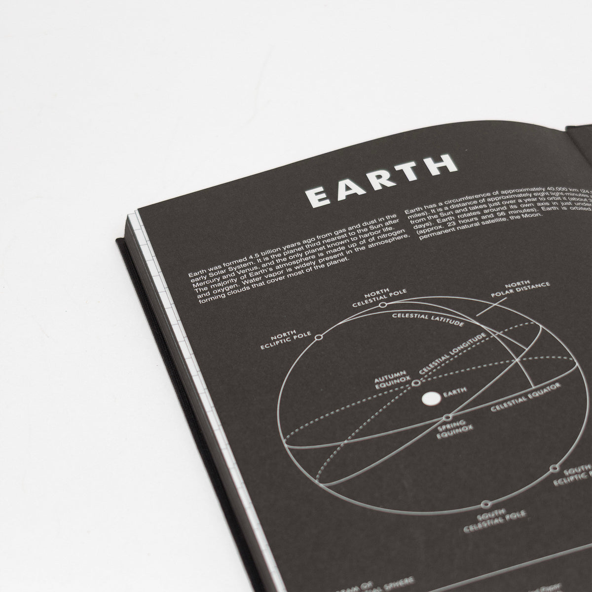 Book or magazine open to a page about Earth with a diagram on a white background