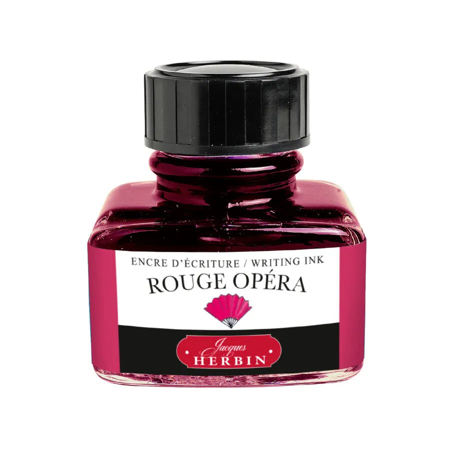 Jacques Herbin Rouge Opera ink bottle on a white background