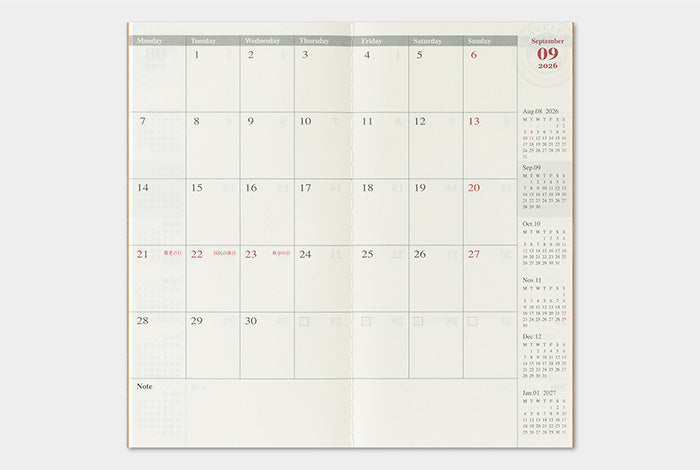 Traveler&#39;s Notebook 2026 Monthly Diary - Regular