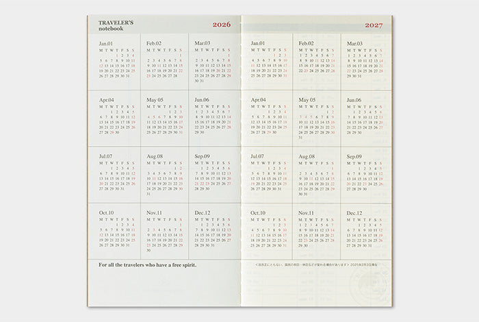 Traveler&#39;s Notebook 2026 Weekly Diary - Regular