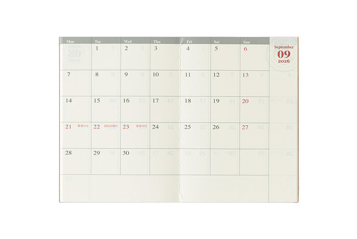 Calendar on a white background