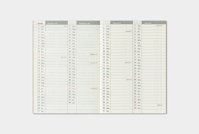 Traveler&#39;s Notebook 2026 Weekly Diary - Passport