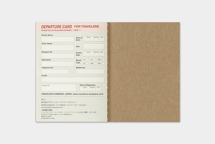 Traveler&#39;s Notebook 2026 Weekly Diary - Passport