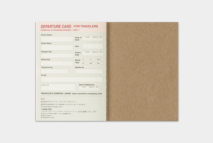 Traveler&#39;s Notebook 2026 Weekly Diary - Passport