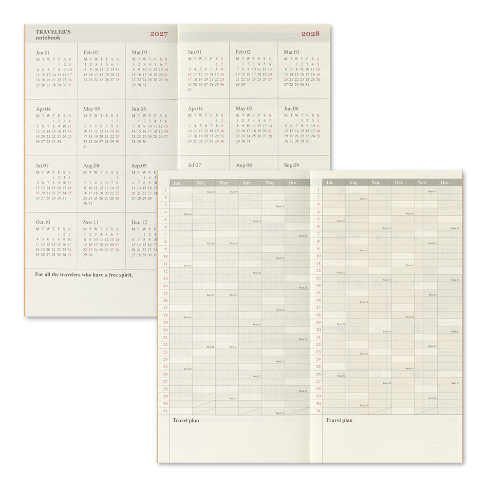 Traveler's Notebook 2027 Monthly Diary - Regular