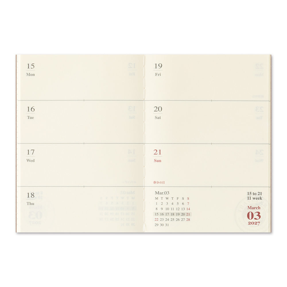 Traveler's Notebook 2027 Weekly Diary - Passport