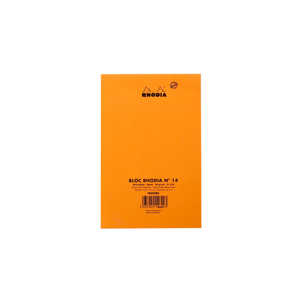 Rhodia No.14 Top Stapled Notepad 11 x 17cm Orange