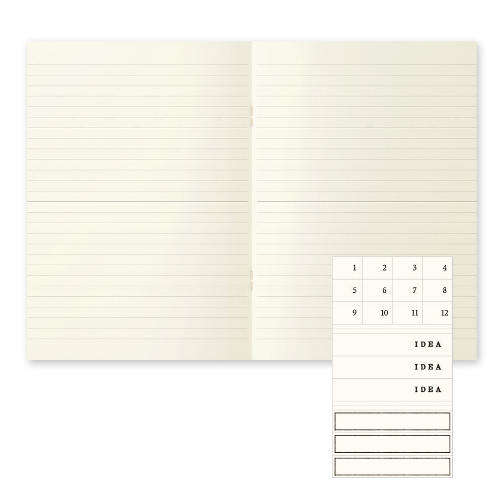 Inside spread of the lined notebook shows the lay flat and cream paper