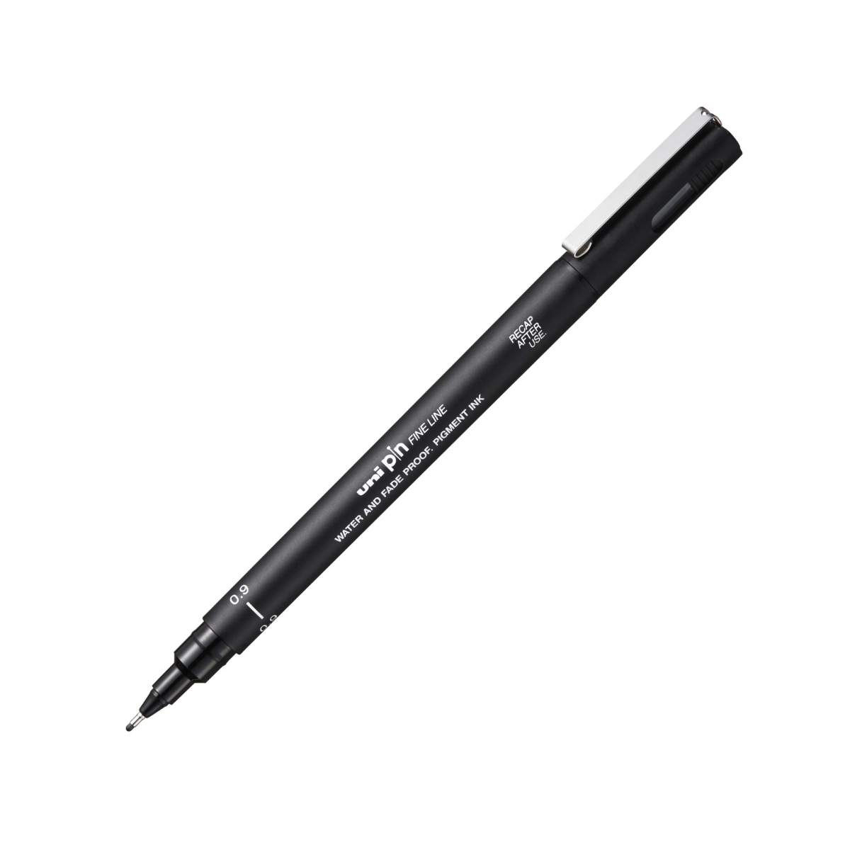 Black fineliner pen on a white background