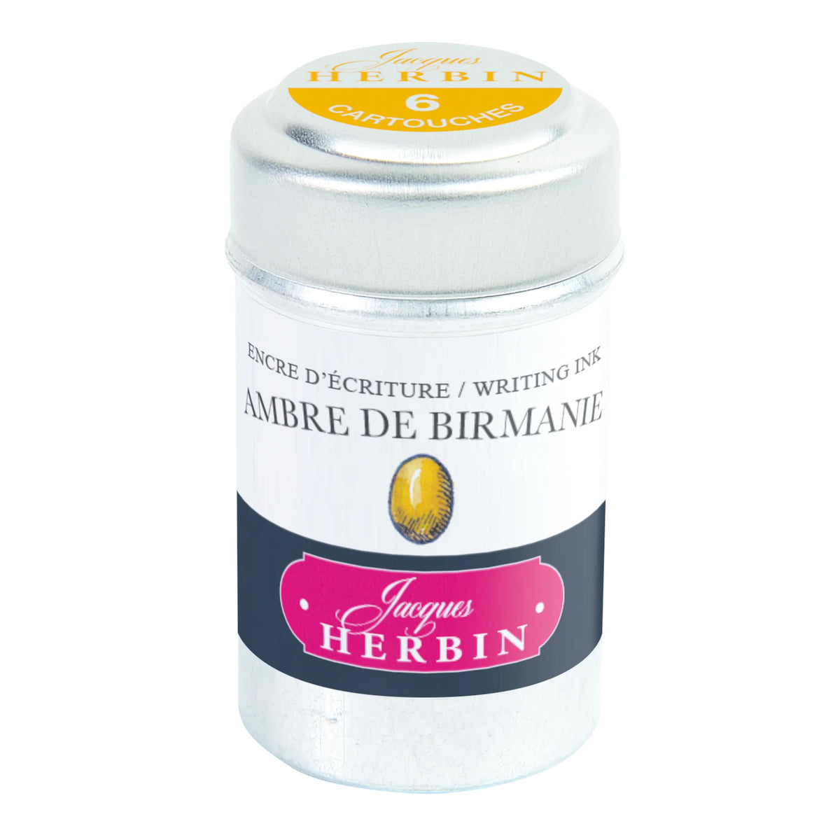Jacques Herbin Tin of 6 Standard Ink Cartridges – Ambre de Birmanie