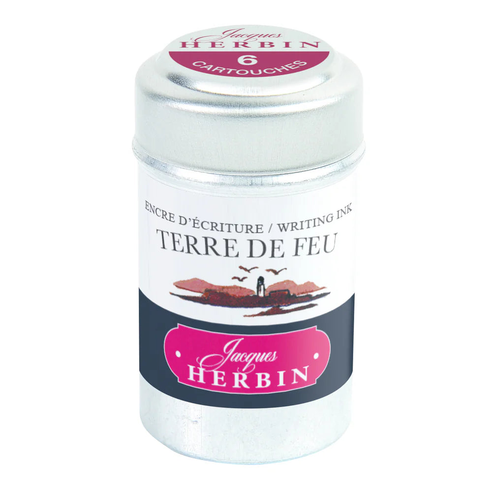 Jacques Herbin Tin of 6 Standard Ink Cartridges – Terre de Feu