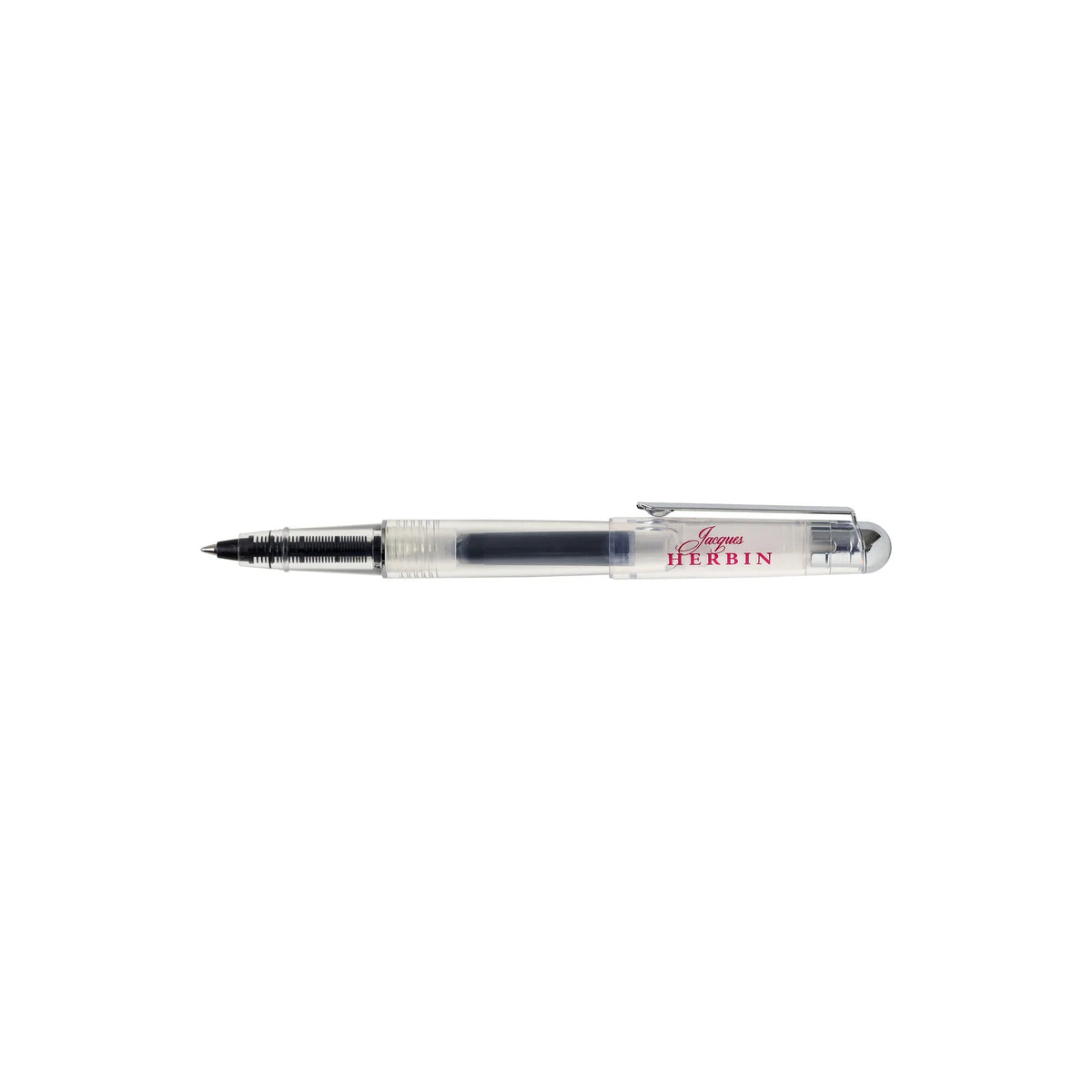 Pen with visible brand name on a white background