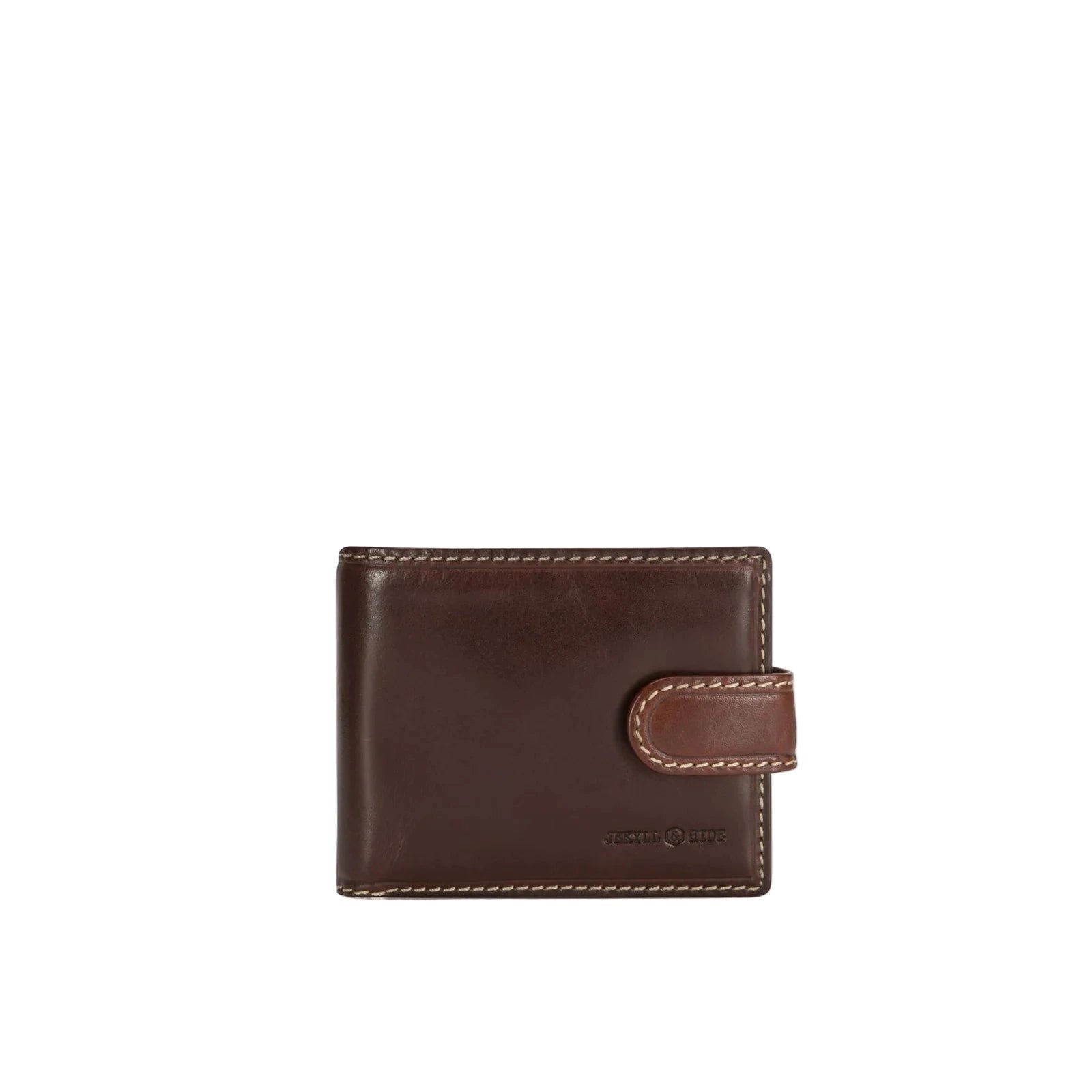 Brown leather wallet on a white background