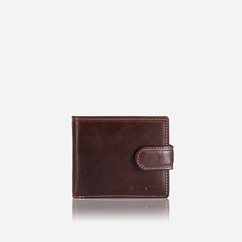 Jekyll and Hide Oxford Billfold Wallet With Coin And Tab Closure - Coffee