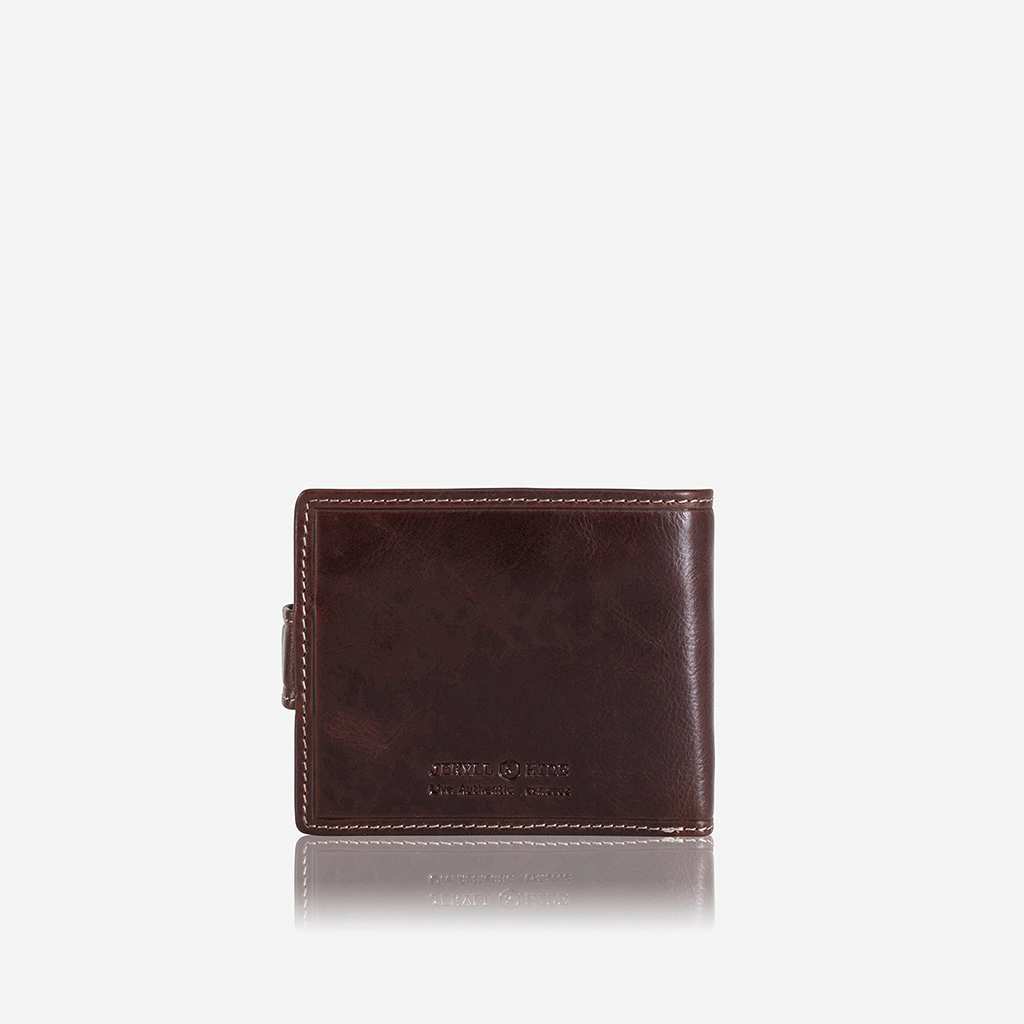 Jekyll and Hide Oxford Billfold Wallet With Coin And Tab Closure - Coffee