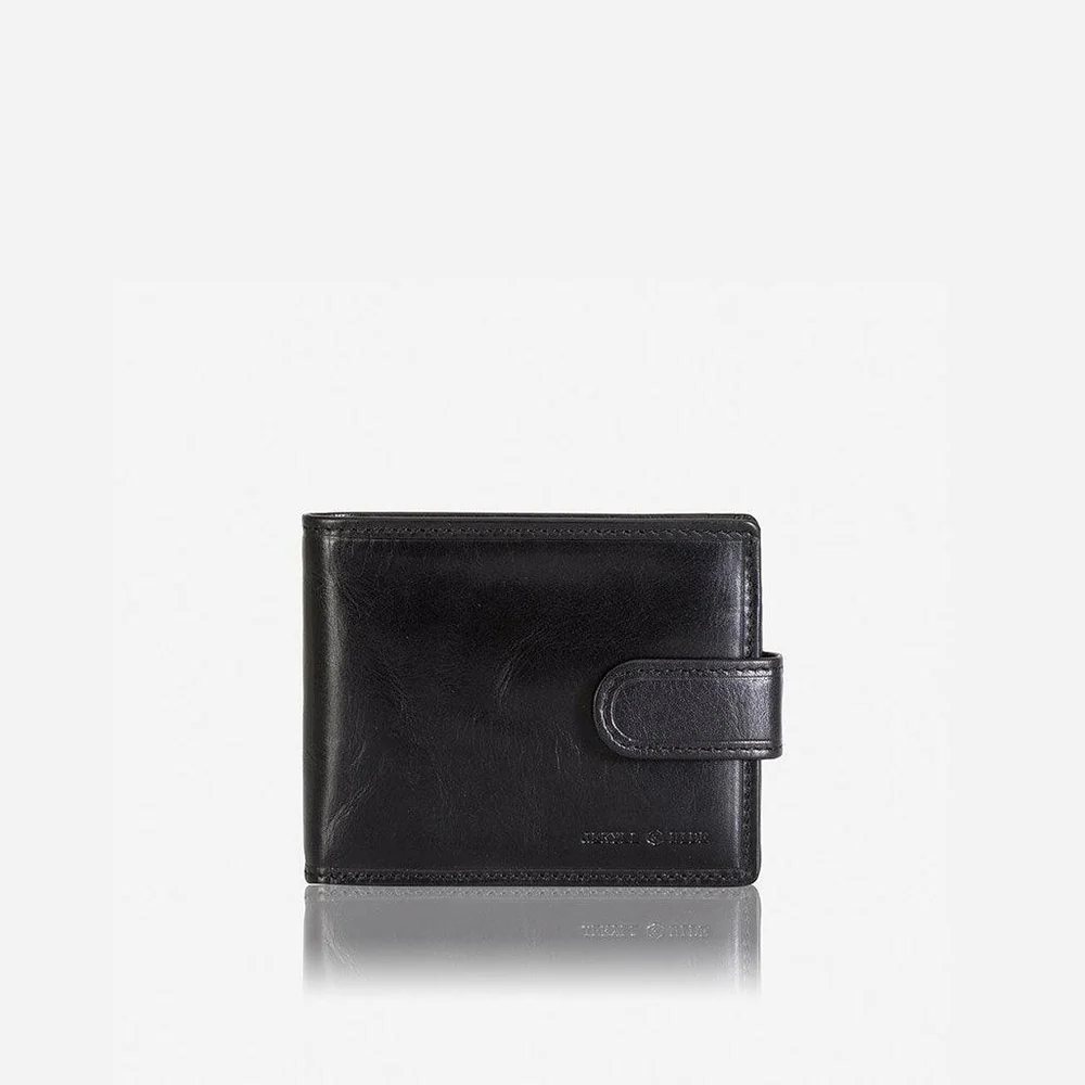 Jekyll and Hide Oxford Billfold Wallet With Coin And Tab Closure - Black
