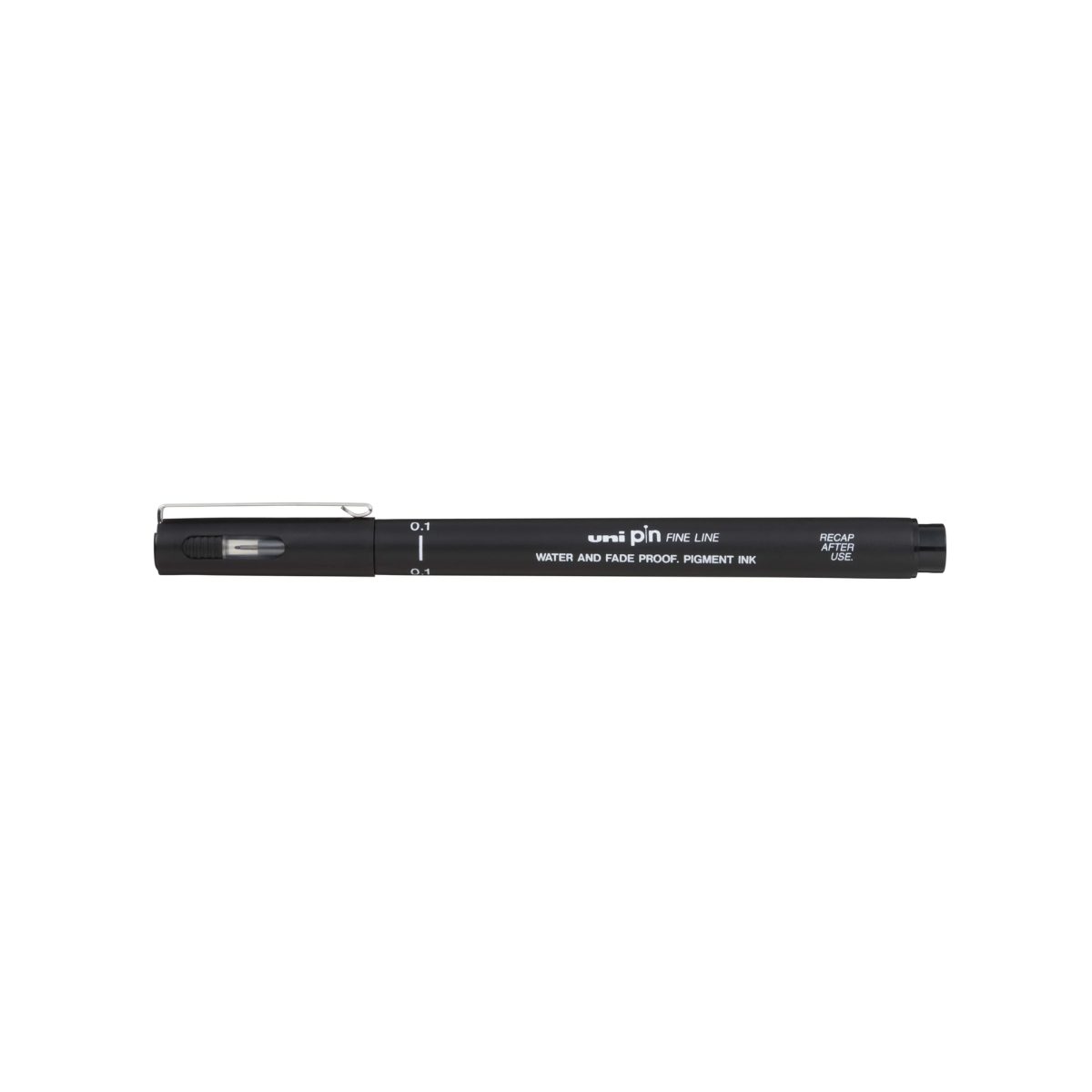 Black fineliner pen on a white background