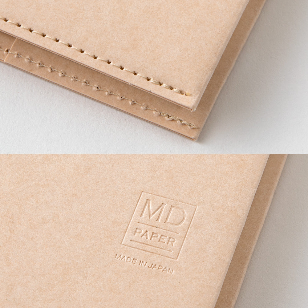 stitching and stamp detail on the MD notebook cover