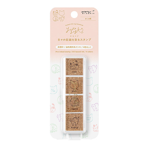 Midori Yuru Log Stamp - Cats