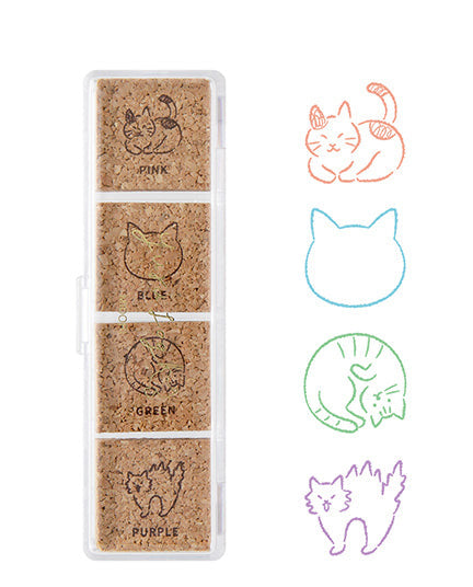Midori Yuru Log Stamp - Cats