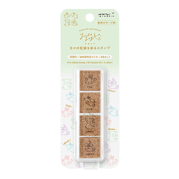 Midori Yuru Log Stamp - Animals