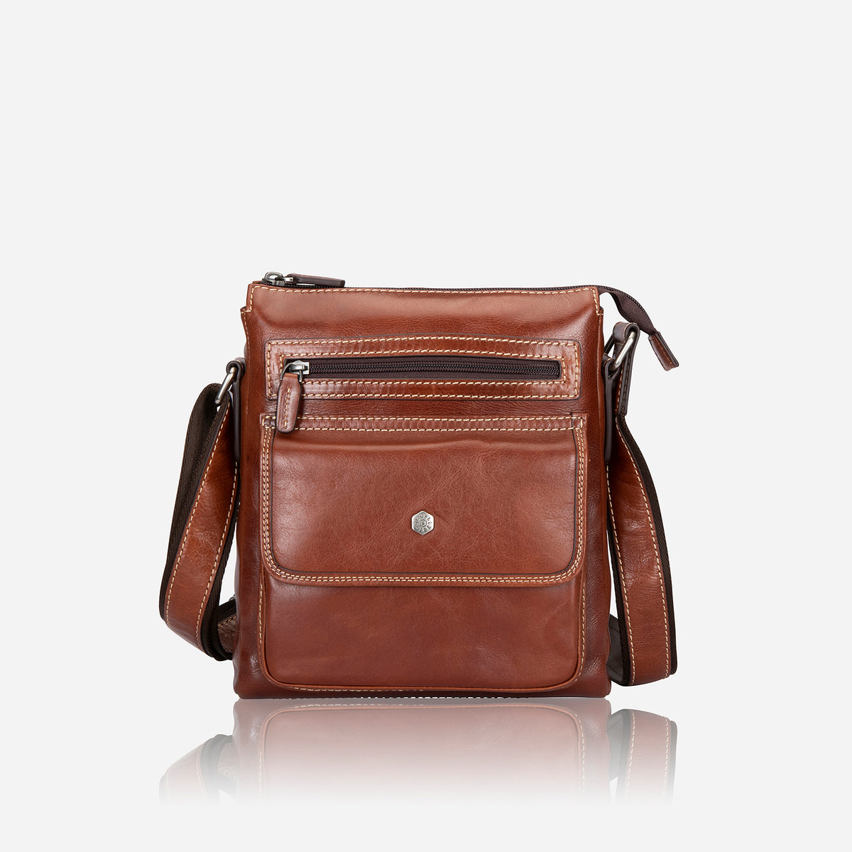 Jekyll and Hide Oxford Leather Crossbody Organiser Bag - Tobacco
