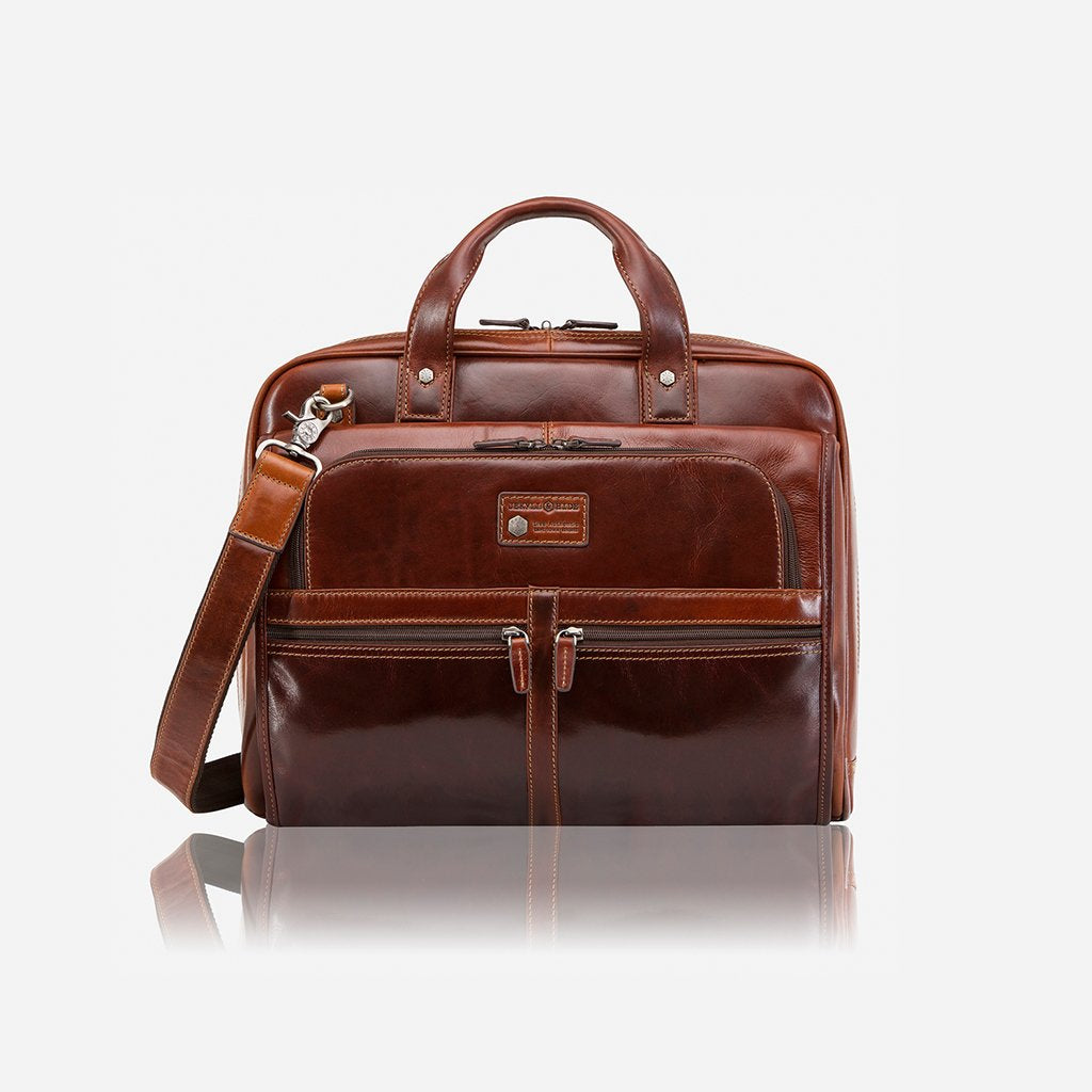 Jekyll and Hide Oxford Large Multi Compartment Briefcase - Tobacco